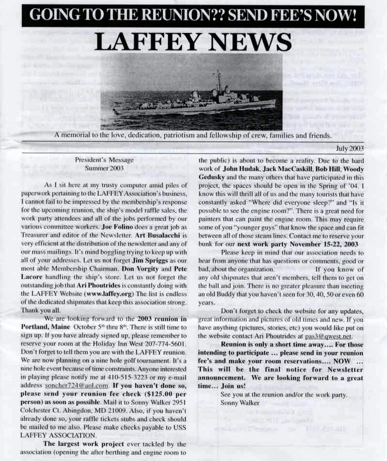 July, 2003 Newsletter